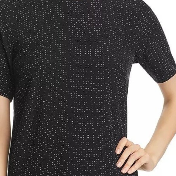 Eileen Fisher Morse Code Black Chic Tencel Blouse 12 - Picture 1 of 8